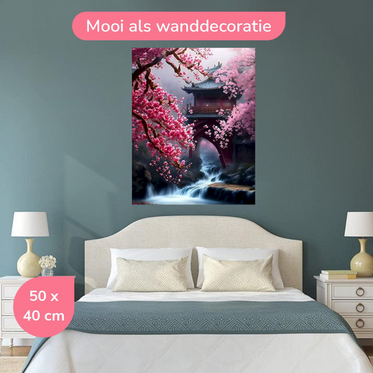 Japanse Waterval en Sakura 40x50 cm
