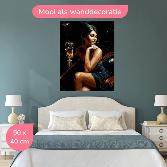 Dame Aan De Bar 40x50 cm