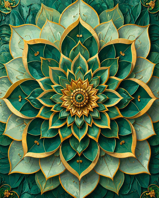 HobbyMania Originals - Mandala Groen Goud 40x50 cm