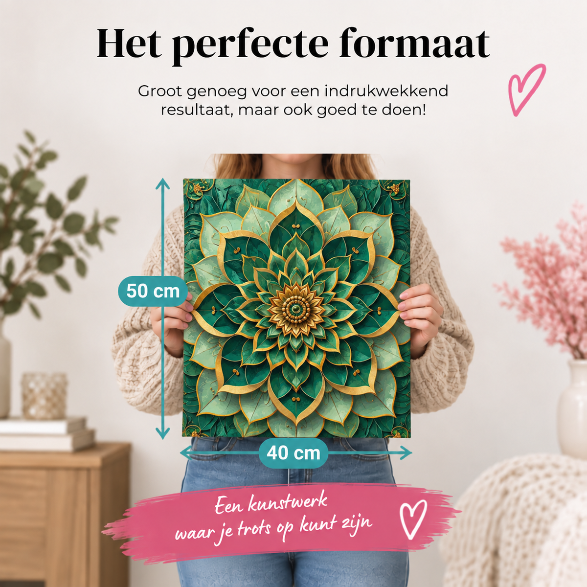 Schilderen op Nummer Mandala Groen Goud 40x50 cm - HobbyMania Originals
