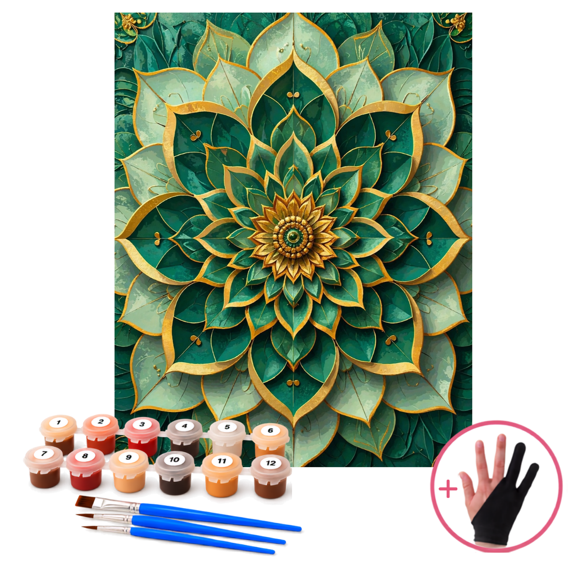 Schilderen op Nummer Mandala Groen Goud 40x50 cm - HobbyMania Originals