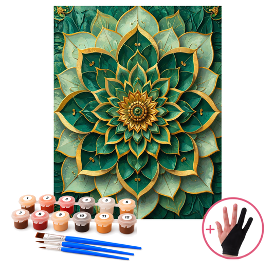 HobbyMania Originals - Mandala Groen Goud 40x50 cm