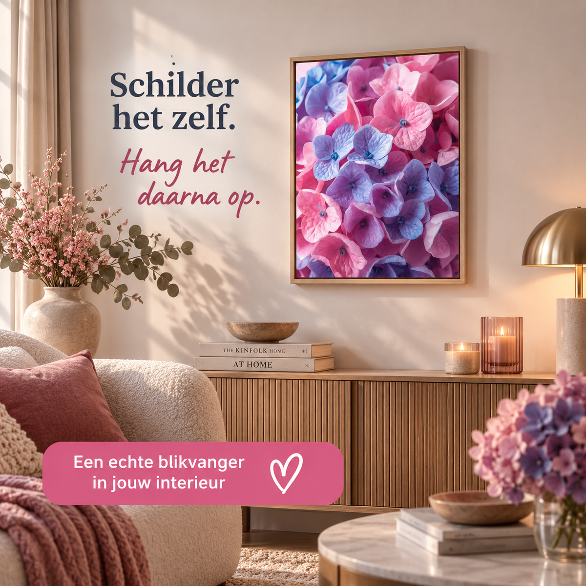 Paint by Numbers Pastel Hydrangea Flowers 40x50 cm - HobbyMania Originals