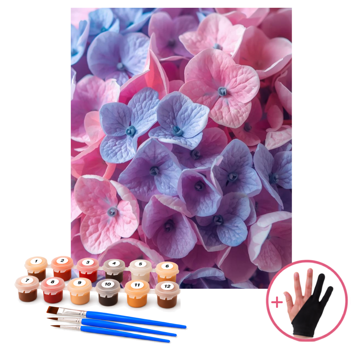 Paint by Numbers Pastel Hydrangea Flowers 40x50 cm - HobbyMania Originals